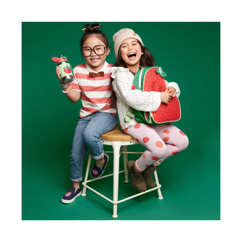 Пляшка Skip Hop з трубочкою Spark Style з нержавіючої сталі Полуниця