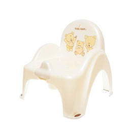 Горщик-стілець дитячий з музикою Tega Baby антиковзкий Teddy Bear white pearl
