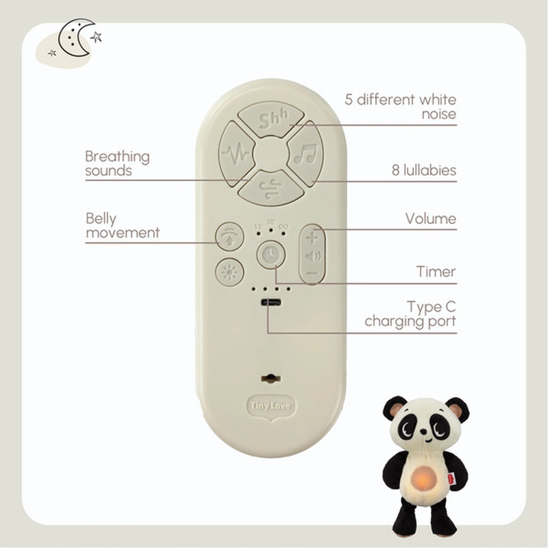 М'яка інтерактивна іграшка-нічник Tiny Love Панда Black & White