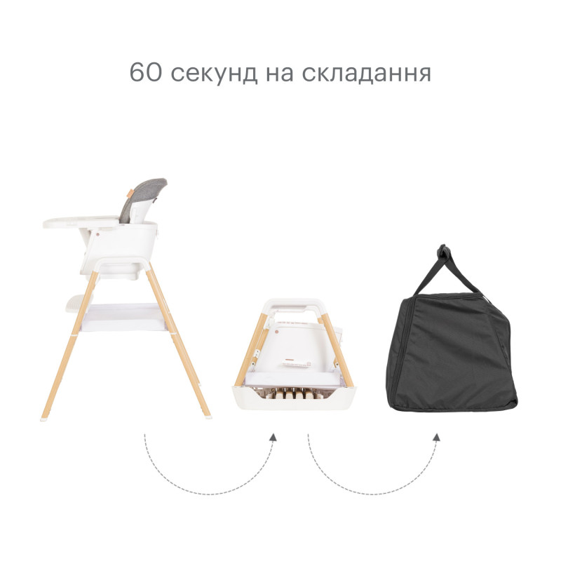 Стільчик для годування 7 в 1 Tutti Bambini Nova White/Grey