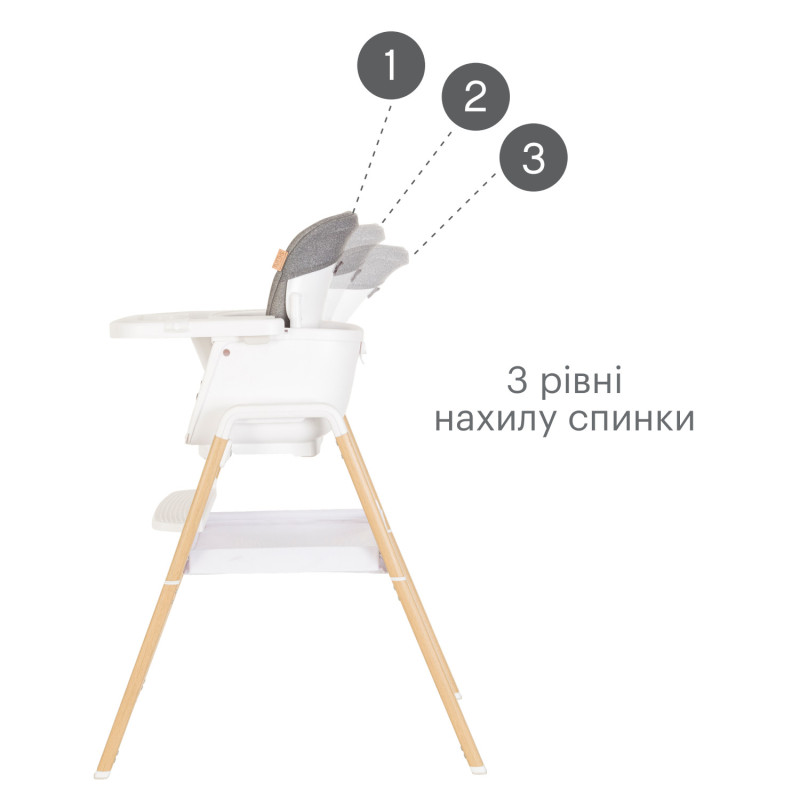 Стільчик для годування 7 в 1 Tutti Bambini Nova White/Grey