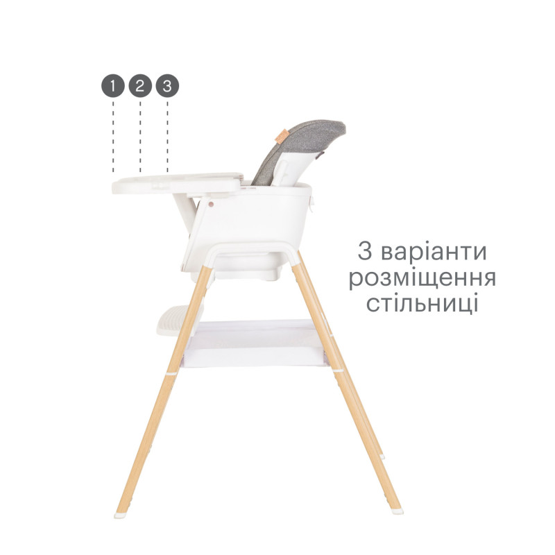 Стільчик для годування 7 в 1 Tutti Bambini Nova White/Grey