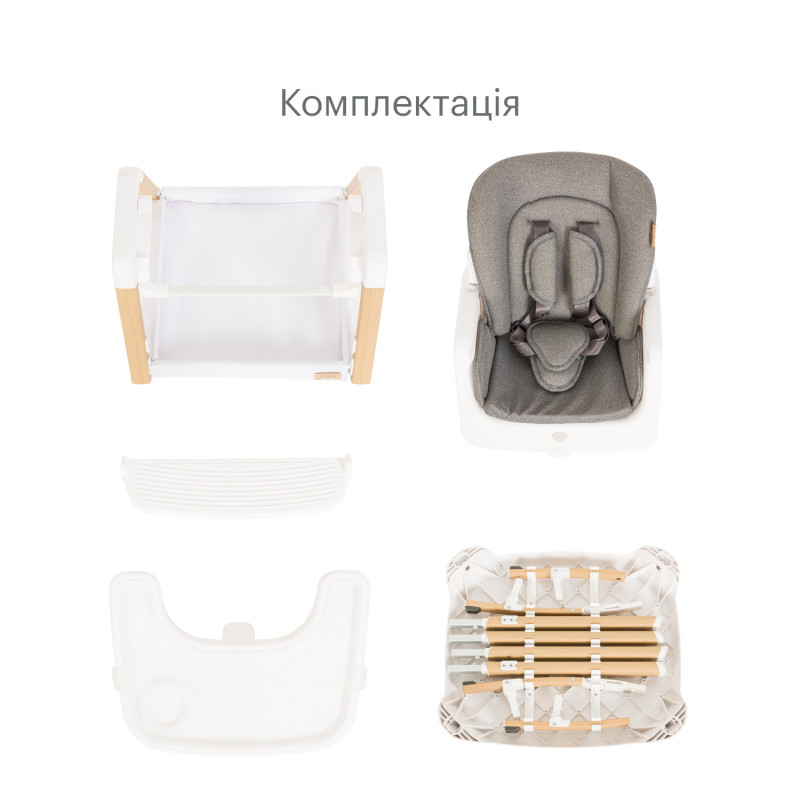Стільчик для годування 7 в 1 Tutti Bambini Nova White/Grey