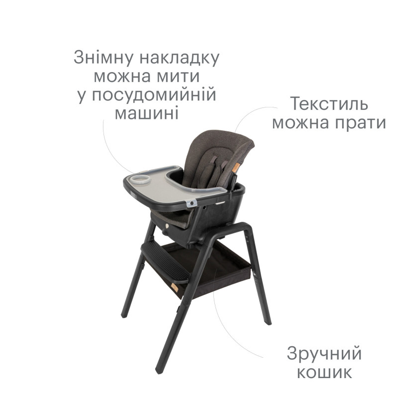 Стільчик для годування 7 в 1 Tutti Bambini Nova Black