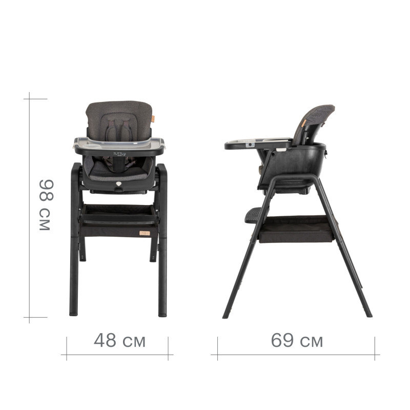 Стільчик для годування 7 в 1 Tutti Bambini Nova Black