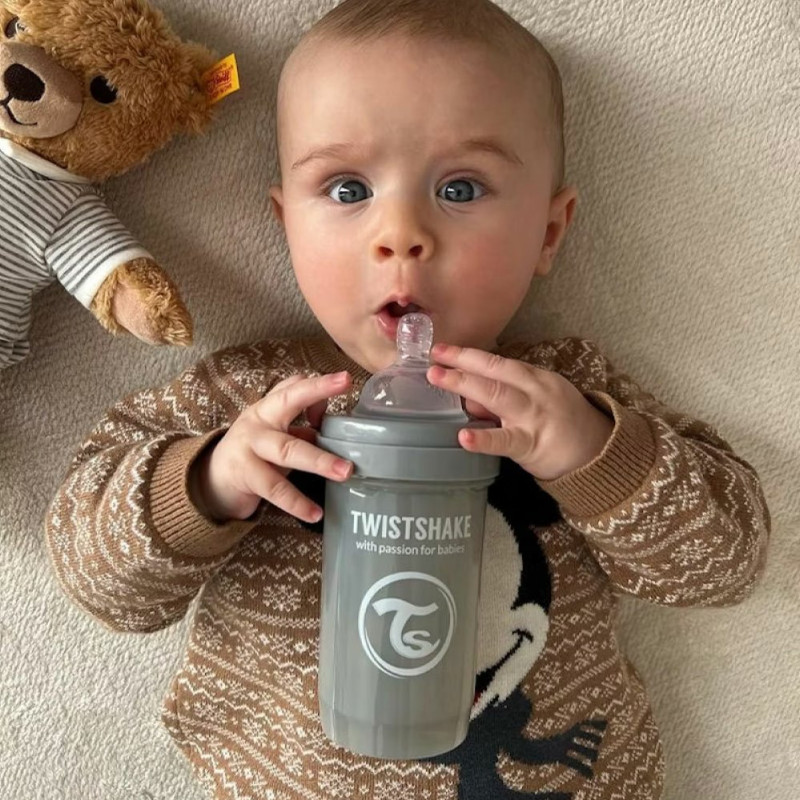 Пляшка Twistshake Антиколікова із силіконовою соскою 180мл Pearl Grey
