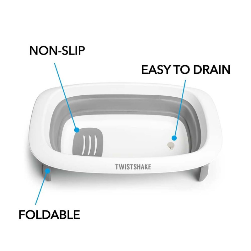 Ванна Twistshake Розкладна з вкладишем для купання Pastel Grey