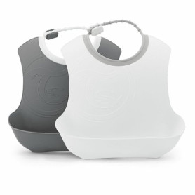 Слинявчик Twistshake Комплект нагрудників Pastel Grey/ White 2шт 4+ міс