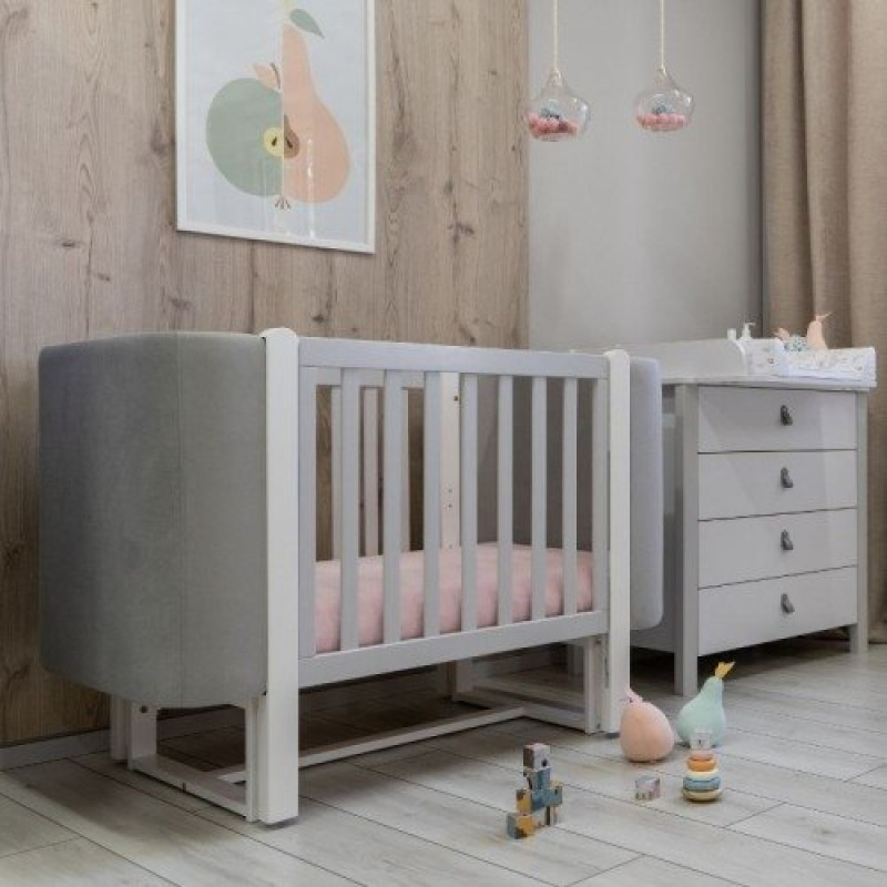 Ліжечко ВЕРЕС дитяче Монако Велюр біло-сіре