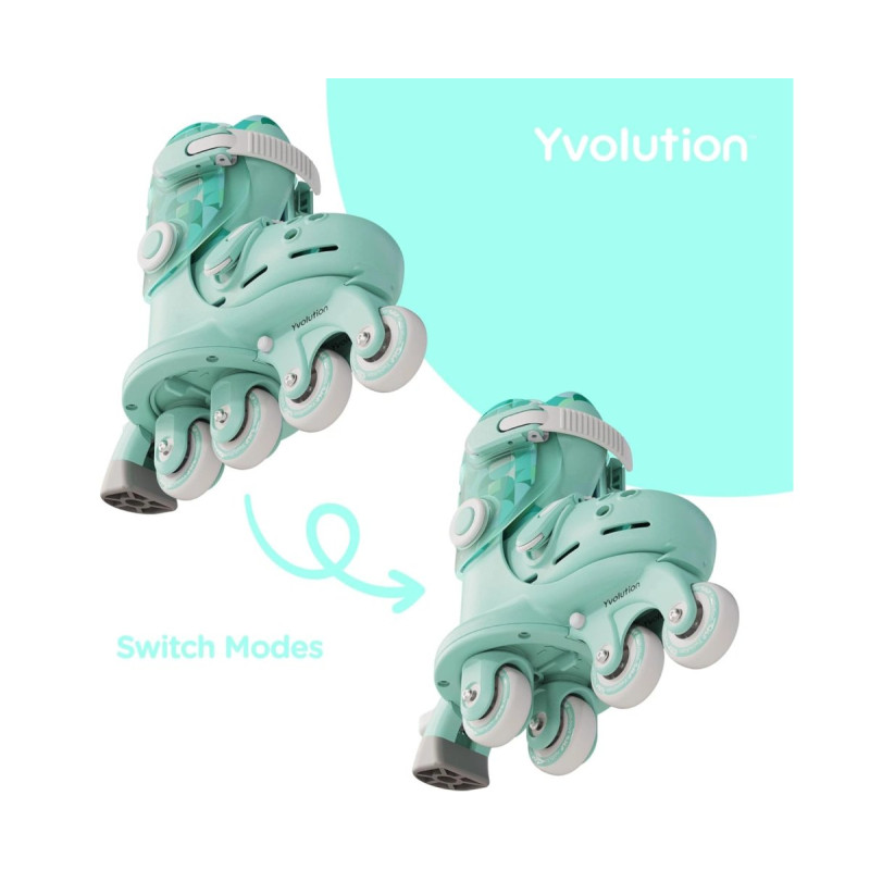 Роликові ковзани YVolution Twista, розмір 30-34, Салатний