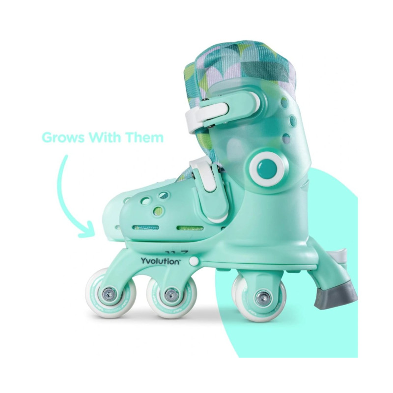 Роликові ковзани YVolution Twista, розмір 30-34, Салатний