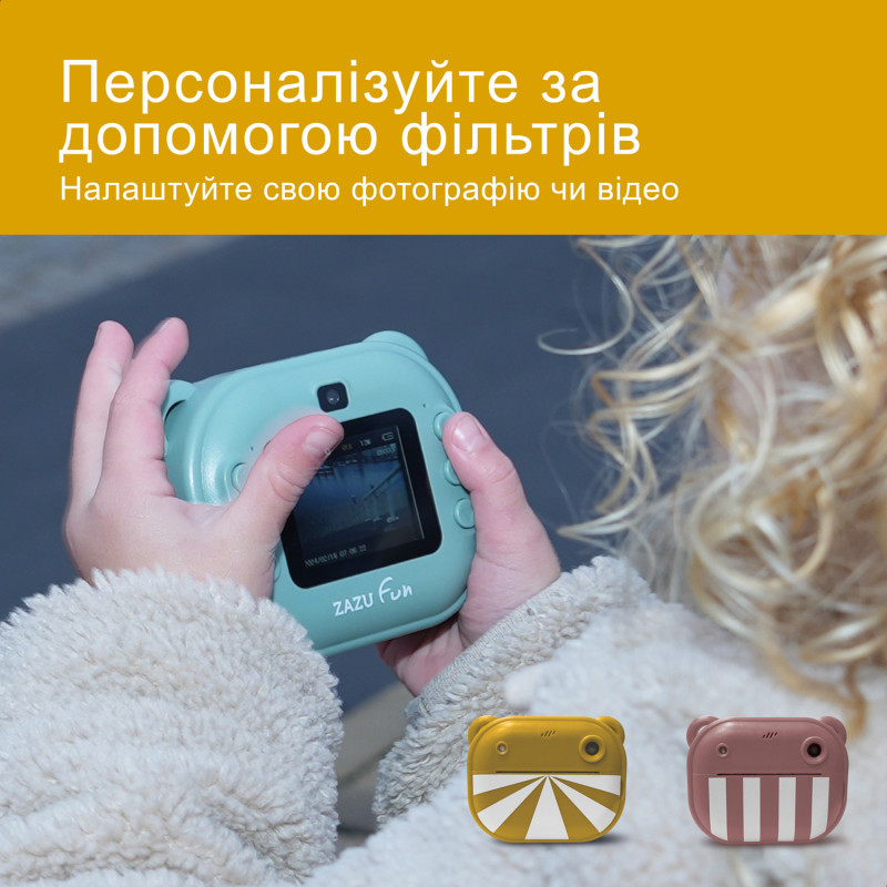 Дитяча цифрова фотокамера з миттєвим друком Zazu 48MP зелена