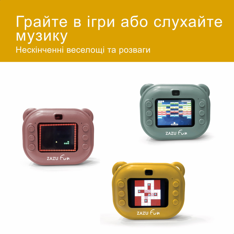 Дитяча цифрова фотокамера з миттєвим друком Zazu 48MP рожева