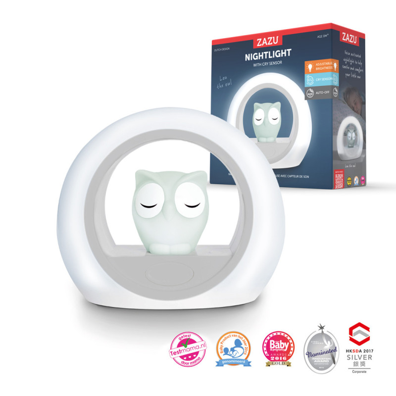 Нічник зі звуковою активацією Zazu совеня LOU сірий