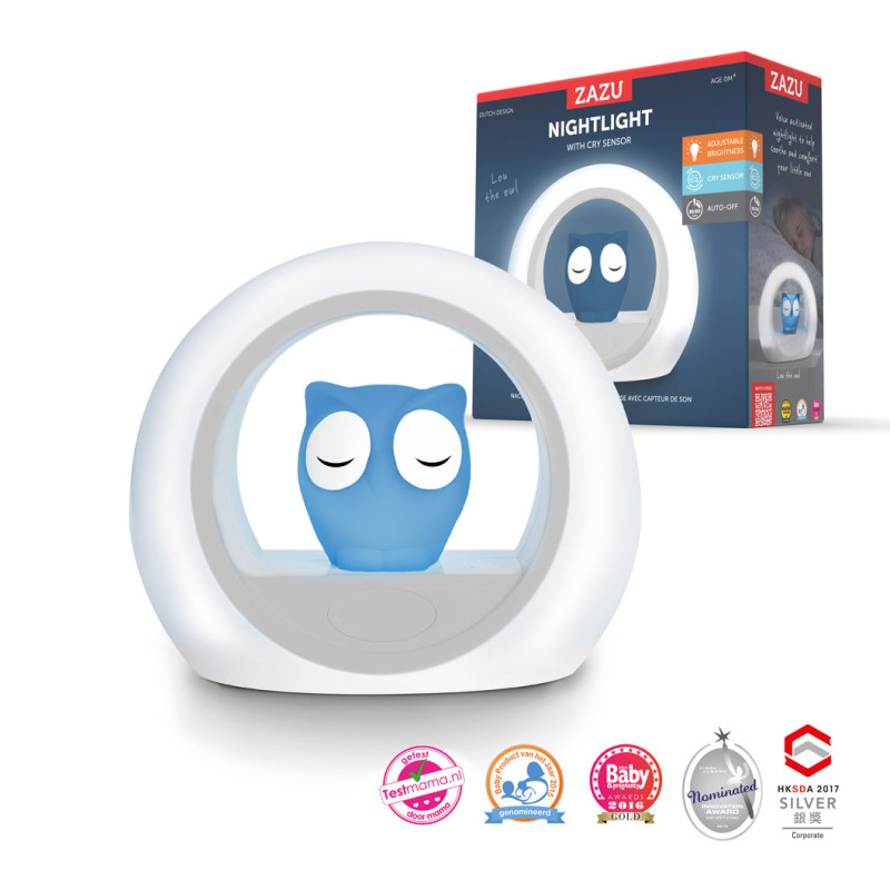 Нічник зі звуковою активацією Zazu совеня LOU синій