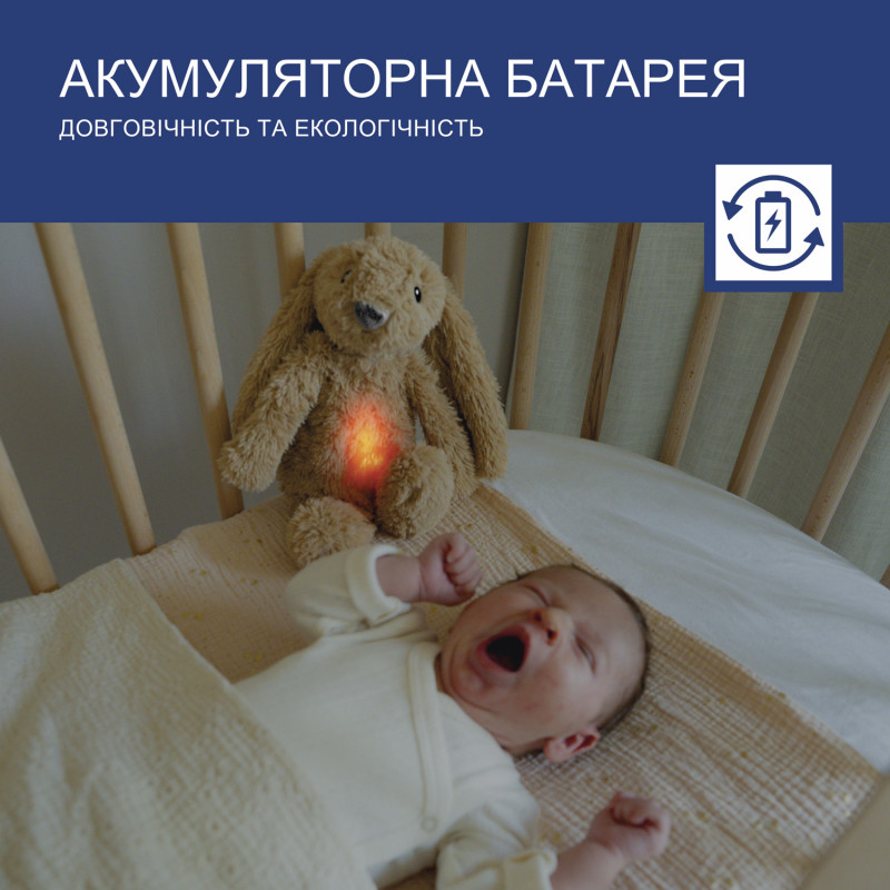 Музичний заспокійливий зайчик RO з нічником Zazu бежевий