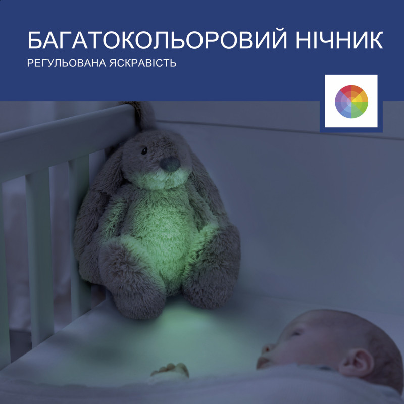 Музичний заспокійливий зайчик RO з нічником Zazu бежевий
