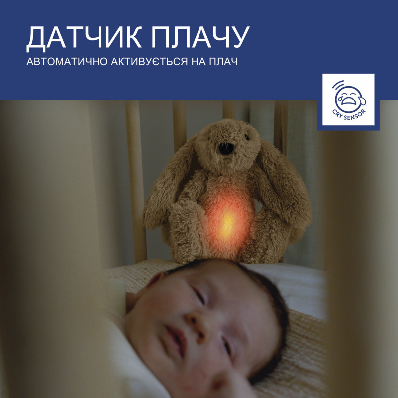 Музичний заспокійливий зайчик RO з нічником Zazu бежевий