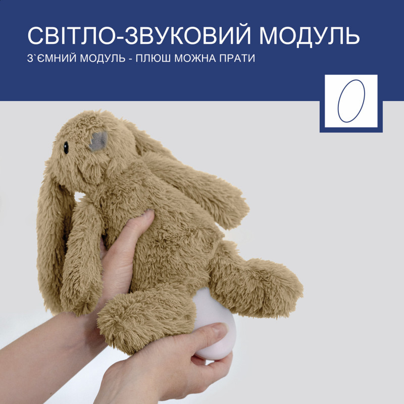 Музичний заспокійливий зайчик RO з нічником Zazu бежевий