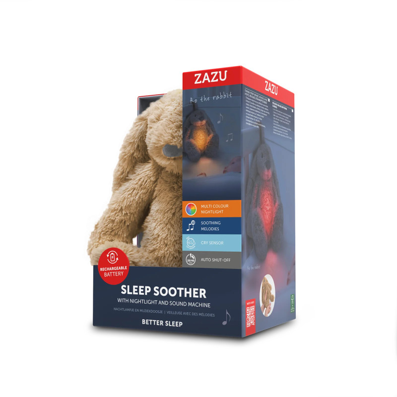 Музичний заспокійливий зайчик RO з нічником Zazu бежевий
