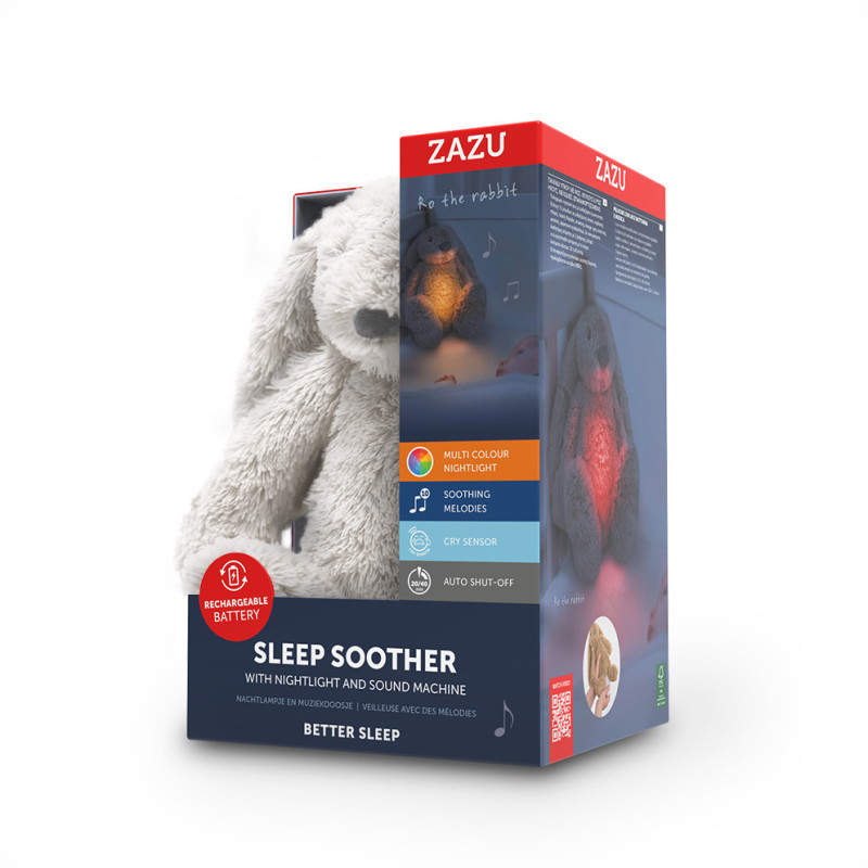 Музичний заспокійливий зайчик RO з нічником Zazu білий
