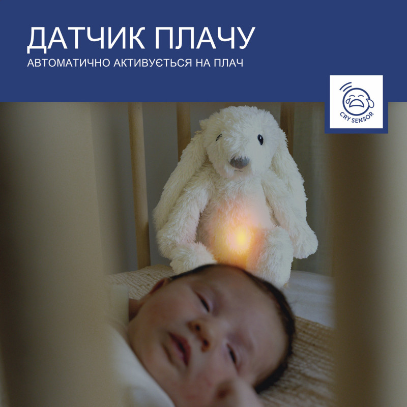Музичний заспокійливий зайчик RO з нічником Zazu білий