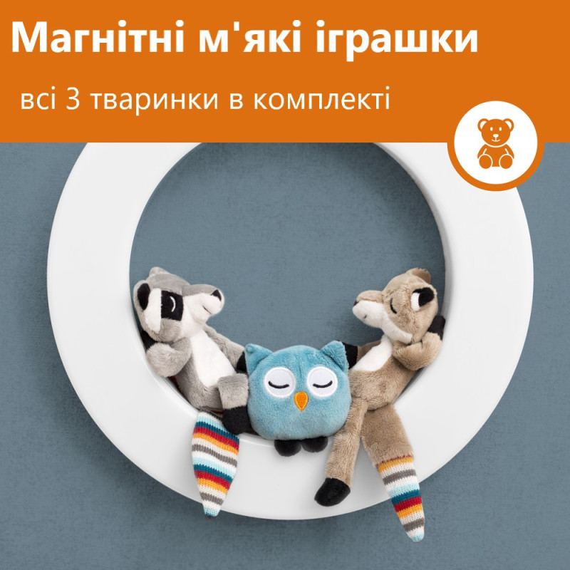 Настінний багатокольоровий світильник-нічник Zazu з м'якими іграшками на магніті WALL