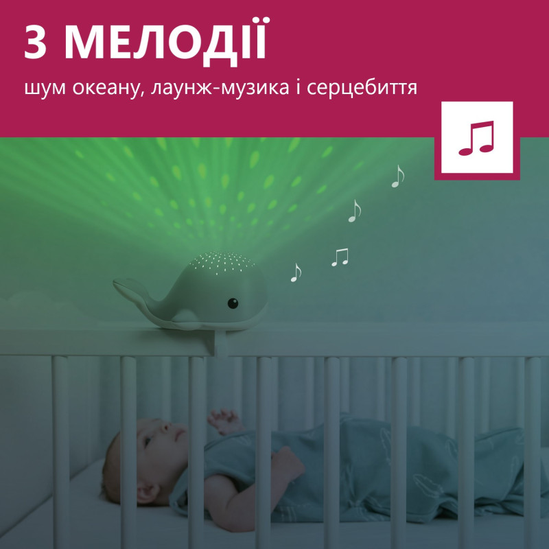 Проектор із заспокійливими мелодіями Zazu кит WALLY блакитний
