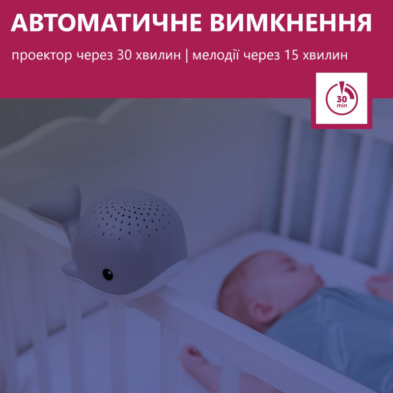 Проектор із заспокійливими мелодіями Zazu кит WALLY рожевий