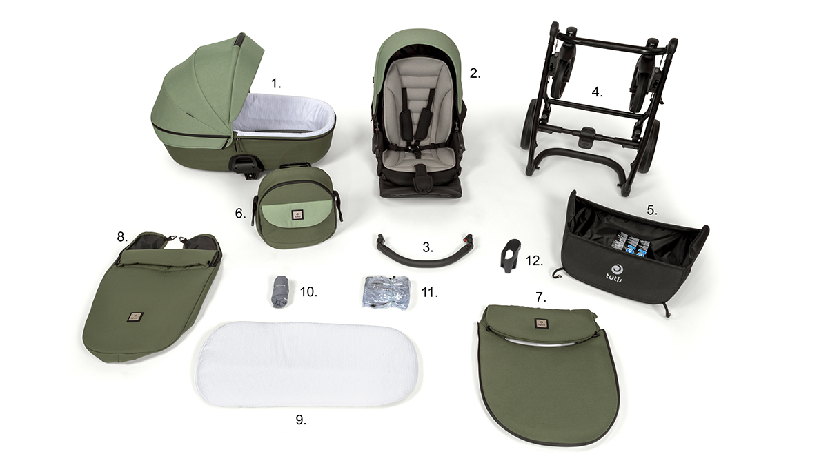 Комплектація Tutis UNO 5+ дитяча коляска 2в1